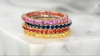 Colors of Sapphire Sterling Silver Eternity Band Ring, 0.70 cttw on QVC
