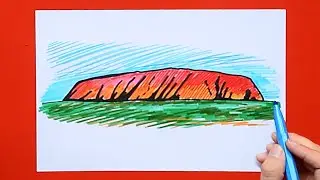How to draw Ayers Rock (Uluru), Australia