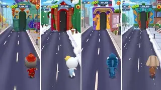 Talking Tom Gold Run Fireman Tom vs Polar Angela vs Shark Hank vs Gingerbread Ben Android Gameplay