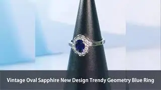 Vintage Oval Sapphire New Design Trendy Geometry Blue Ring