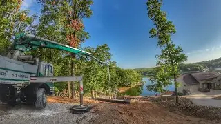 Concrete Pumping On Lake Front Property! Using The DICA Cribbing Timbers For The 1st Time!