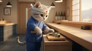 へい、らっしゃい!!寿司職人になってお寿司を握る!!ねこの一日に密着🐱🍣