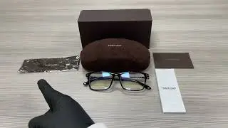 Tom Ford TF5584-B 052 Shiny Dark Havana Rose Gold-Blue Block Lenses Eyeglasses