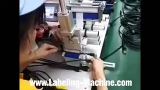 Round cable wire semi automatic adhesive stick labeling machine cable desktop labeling