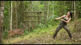 Moments From Collapse &ndash; Exhausted Survivor Faces a Charging Forest Beast While Securing Her Trap