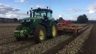 John deere 6150r windrowing onions