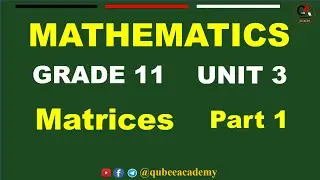 1. Maths Grade 11 Unit 3 Matrices | Part 1 Concept of Matrices |Addition of Matrices |New Curriculum