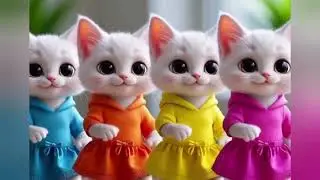 4 क्यूट सफेद बिल्लियों का 3D डांस 😍 Fluffy Kitten Dance | Viral Cute Video @purrfect-furr 