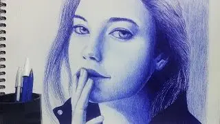 Realistic Portrait in profile with ballpoint pen - Dibujando un rostro realista #Speed Drawing