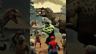 Hulk & Spider-Man vs Dinosaur😨#shorts