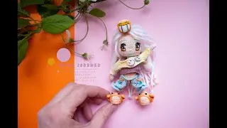 Author's crochet doll amgurumi with painted eyes by 𝐄𝐂𝐎 𝐙𝐀𝐁𝐀𝐖𝐊𝐀 &reg; (Katerina Lukashuk)┃Вязаная кукла