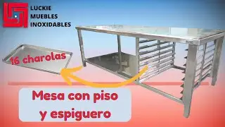 Mesa con piso y espiguero  |Muebles Inoxidables Luckie| Mesa para trabajo pesado