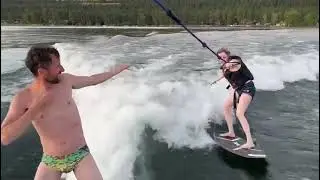 Man in Speedo dances on boat