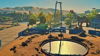 Carousel Construction #3 Pouring Foundation Concrete (Timelapse) - Construction Simulator 2022 USA