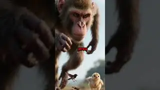 Chick 🐥 saves baby from monkey 🐒 #goldiechick #animalrescue #animalstories