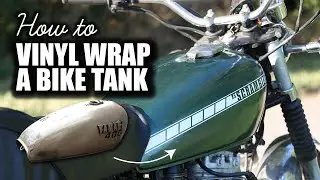 Vehicle Wrapping a Custom Vintage Scrambler Motorbike Tank - 1970s Yamaha XS400