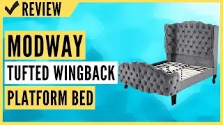 Modway Violette Performance Velvet Tufted Wingback Queen Platform Bed