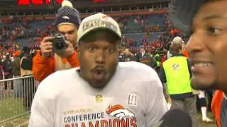Von Miller Photobombs Aqib Talib's Interview for a Dance Celebration | Patriots vs. Broncos | NFL