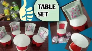 CHILDREN TOYS! DIY TABLE SET! DIY DOLLHOUSE FURNITURE!