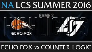 Echo Fox vs CLG Highlights Game 2, W8 D3 NA LCS Summer 2016 S6, FOX vs CLG G2