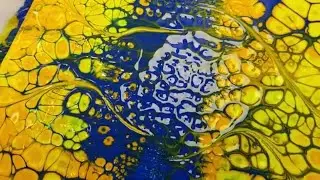 DÉMO ACRYLIQUE SWIPE POURING JAUNE BLEU N°46😀🟡🔵💙