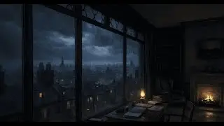 Stormy Victorian Study Ambience | Rainy Night for Deep Focus & Writing | No Music | 4 Hours | 4K