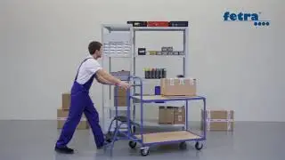 Robuster Fetra Kommissionierwagen f&uuml;r Lager & Werkstatt, Buchendekor