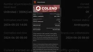 #COLEND Satoshi App new Project, Join Now #shorts #freeairdrop #crypto