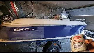 Owatrol Polytrol paint renewer on 15 year old boat paint. Before and after !
