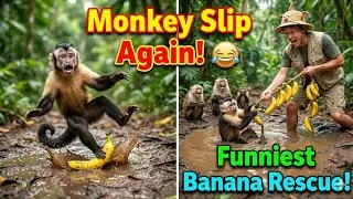 &ldquo;Funny Monkey Rescue 😂 | Slips on Banana Again and Again!&rdquo;