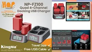 KingMa 4 Channel Fast Charging NP-FZ100  for Sony A7III A7IV A9 A6700 A6600 ZV-E1 FX3Charger Type-C 