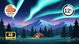 Cozy Cabin under Northern Lights | Calm Music for Deep Sleep | 12 Hours🌙