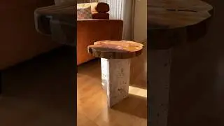 Acacia Travertine Side Table DIY - Low Budget Wabi-Sabi Homedecor #wabisabiinteriors #diyhomedecor