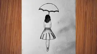 How to draw a beutiful girl with umbrella #thechetanart 