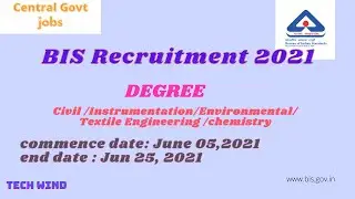 BIS Recruitment 2021 |  Central Govt Jobs | Latest Job Updates