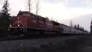 Clear shot!!! CP 7043E Leads CP 368 (Grain) at Hosmer BC, CP Cranbrook Subdivision.