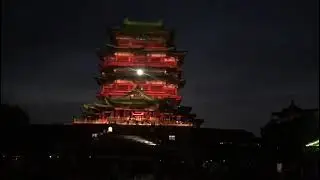 Tower/ Buddhist pagoda 3D mapping projection, construction mapping projector
