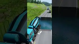 Mixer trucks vs water pit #13 #beamngdrive #mcqueenbeamng #cartransport