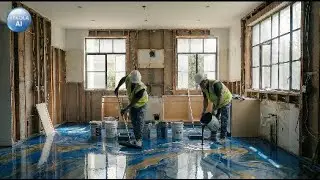Stunning luxury kitchen transformation with a cinematic epoxy marble floor