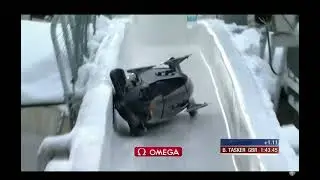 British Bobsledder Bruce Tasker Crashes in Kriesel 2017, Altenberg Germany