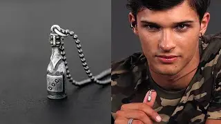 925 sterling silver bottle necklace for men, gift for him | Emmanuela&reg;