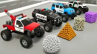 Polis arabası ve b&uuml;y&uuml;k tekerleri olan &ccedil;ekici kamyon renklerini değiştirdi