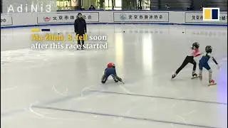 Never Give up. ice Skating Race Small Girl