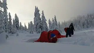 pitching Hilleberg Nammatj 3 GT on snow
