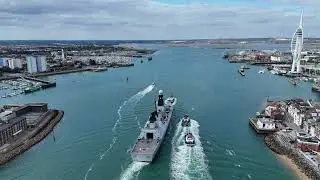 HMS Duncan D37 pulling into Portsmouth Habour