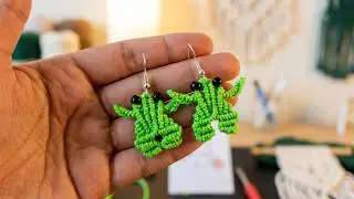 Macrame Frog Earrings!!