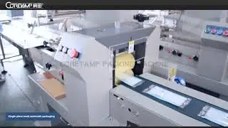 FLow packing machine for packing single face masks with exhaust function