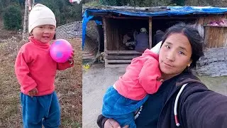 Mom & Baby UNISHA enjoying Shelter life@AloneAdhirajnepal @pastorallifeofnepal