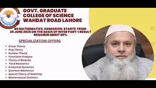 BS Math Admissions Start at Govt. Graduate College of Science, Lhr on the basis of First Year Result