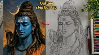 Mahadev outline drawing step by step | How To Draw lord Shiva | Step By Step ✨